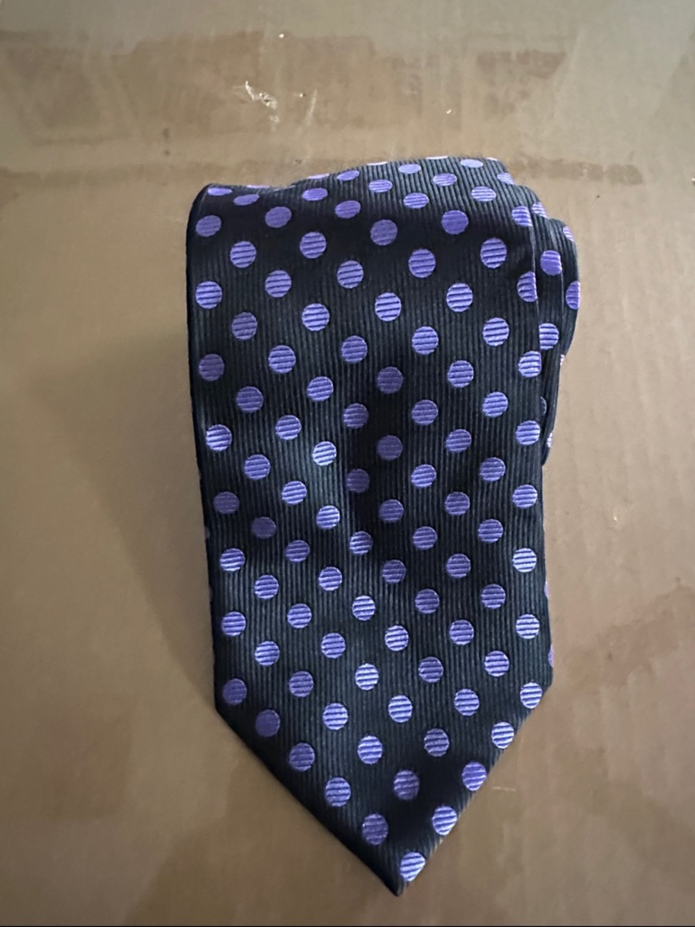 Men's Black Tie with Purple Polka Dot Pattern